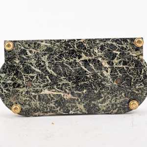 Elegant 19th-century double inkwell crafted from green marble with ornate gilt bronze details 