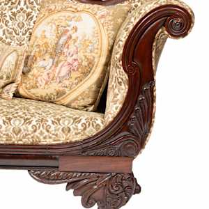 American Classical Carved Mahogany Meridienne by Anthony Quervelle, Philadelphia manner of 