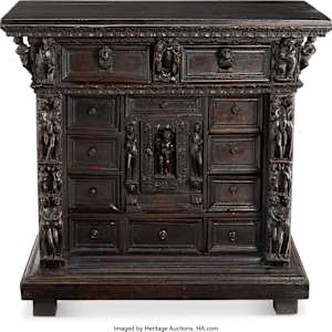 Italian Renaissance Style Carved Walnut Cabinet  18th Century 