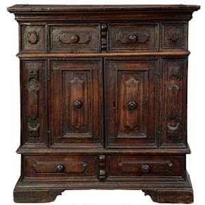 An Italian baroque walnut credenza, 17th century 