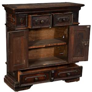 An Italian baroque walnut credenza, 17th century 