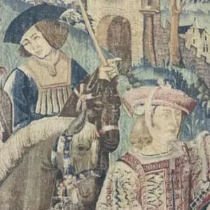 "Nobles on Horseback" Renaissance Tapestry by Unknown 