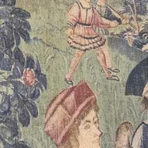 "Nobles on Horseback" Renaissance Tapestry by Unknown 