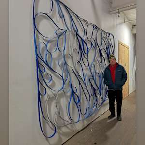 blue paisley wall hanging or room divider by Vivien  Collens 