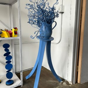Blue   pitcher on tripod base by Vivien Collens 