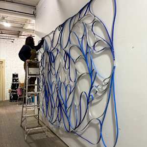 blue paisley wall hanging or room divider by Vivien  Collens 