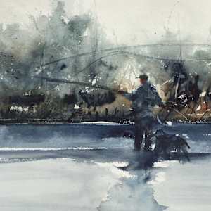 Reel It In by Steve Griggs Watercolor