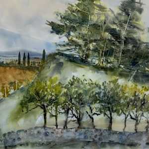 View from Montepulciano by Steve Griggs Watercolor