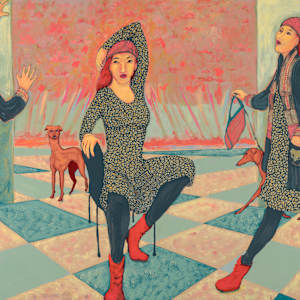 Three Poses in a Marble Tiled Gallery by Kenna Lee Barradell