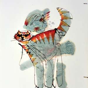 Tabby Cat with Bird by Gerrit Greve 