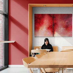 'Thinking of You' by Colleen Frances  Image: Blush tones and gorgeous fine textural detail highlighted with warm ivory tones combine to create this gorgeous diptych. These detailed works are the key diptych in the 'Interior Landscapes' collection.