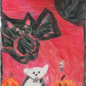 Untitled (puppy and bat) by Isabel Garcia