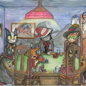 Cats Playing Poker by Amanda Tecson, Image 1.