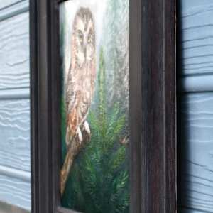 Whimsical Watcher, Northern Saw-whet Owl by Bobbe Jones  Image: Side view