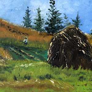 Farmer Cutting Hay by Janet Gallagher