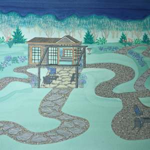 Fireflies by Patricia A Kelley  Image: Fireflies work in progress. you can see some of the details of the garden shed and pergola!