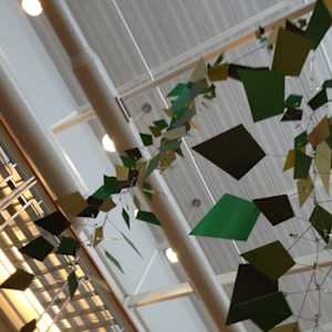 Blue Migration, Leaf Pile, and Rain (Tri-C - Healthcare Technology Building) by Terry Welker  Image: Leaf Pile