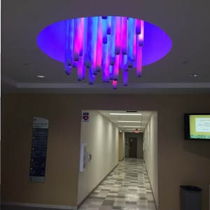Flux Chandelier (University of Akron - Zook Hall) by Jen Lewin