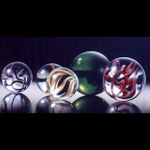 University of Toledo/Gillham Hall Purchases by Bonnie Dolin, John & Marcia Koverman, Dana Oldfather, Jan Bell, Edward Casagrande, Beth Himsworth, Katherine Ignatenko, Melinda Rosenberg, Michael Sheets, Sai Sinbondit, Becky Linhardt  Image: Michael Sheets, Toledo, OH 
"Marbles #11", Oil on canvas, 18" x 36", $1,000