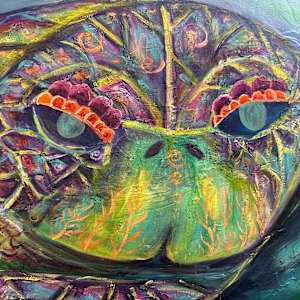 Her Pain Grows into a Flowering Turtle by Jennifer C.  Pierstorff  Image: Wip 10 closeup 