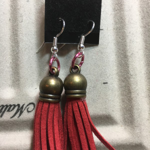 Leather tassel earrings  by Jennifer C.  Pierstorff