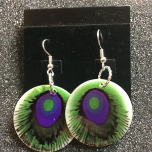 Peacock earrings by Jennifer C.  Pierstorff