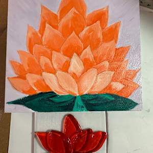Orange Lotus Blossom -Collaboration with Michelle Landl by Jennifer C.  Pierstorff 