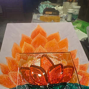 Orange Lotus Blossom -Collaboration with Michelle Landl by Jennifer C.  Pierstorff 