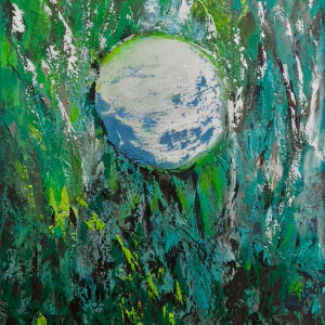 Cosmic Series by Marjorie Windrem  Image: Cosmic Series Silver No. 3
oil on canvas
22 W x 28 H