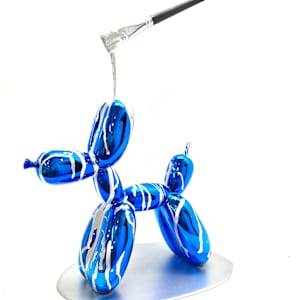 Balloon Puppy - Brush (Silver on Dark Blue) by Joe Suzuki