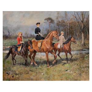 Queen Mary and Two Children (Prince Carol and Princess Elisabeth) by Tadeusz Ajdukiewicz