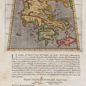 Page from the book "Tabula nona dell'Europa", on the front the map of Dacia, on the back the map of Macedonia, Venice by Giovanni Antonio Magini