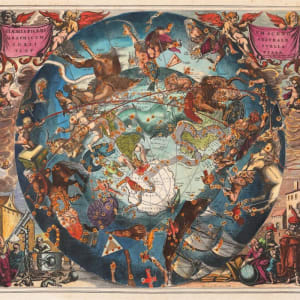 Haemisphaerium Scenographicum Australe Coeli Stellati Et Terrae, Celestial map, Amsterdam by Henricus Hondius