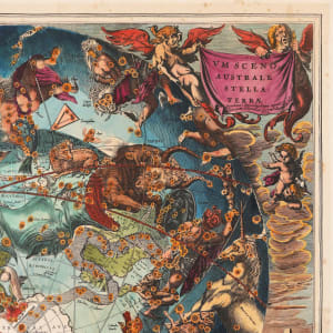Haemisphaerium Scenographicum Australe Coeli Stellati Et Terrae, Celestial map, Amsterdam by Henricus Hondius 