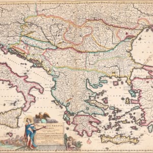 Balkan Peninsula (including Transylvania, Wallachia, Moldavia, Bessarabia), Amsterdam by Justus Danckerts