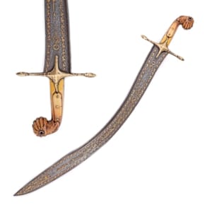 Kilij sword, with walrus ivory handle and blade inlaid with quotations from the Koran and the owner's tughra, Anatolian workshop, Ottoman Empire