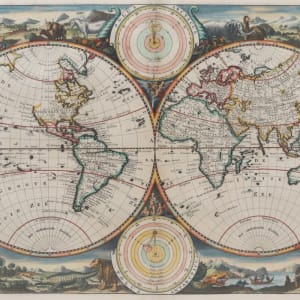 World map and the motion of the planets in the solar system, Amsterdam by Pieter Keur