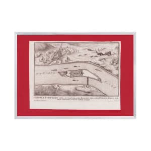 Orshova Citadel above an island on the Danube (Ada Kaleh) by Giuseppe Filosi, Gio. de Honftein 