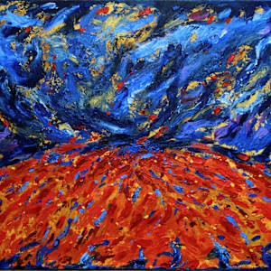 Dancing with fire under the midnight sky (raising awareness about global warming) by Annabelle Volpi 