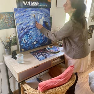 The sea ballerina by Annabelle Volpi  Image: Me adding the final touches with my palette knife. 