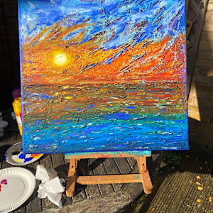 Sunset symphony, a dance of colours by Annabelle Volpi  Image: Painting in my garden 