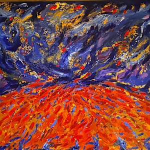 Dancing with fire under the midnight sky (raising awareness about global warming) by Annabelle Volpi 