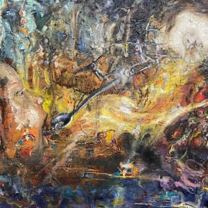 Human baby spoon fed by drone in Plato’s cave by Andrew Brown