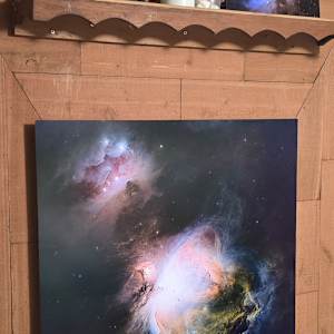 Excalibur: the Great Orion Nebula and Running Man Nebula on Metal, 30" x 30" by Jeremy Likness  Image: Photo of the print