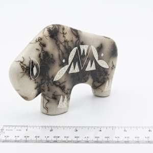 Horse Hair Pottery Bison by Tom Vail 