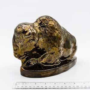 Metallic Bronze Drip Glaze Bison 