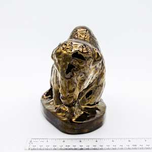 Metallic Bronze Drip Glaze Bison 