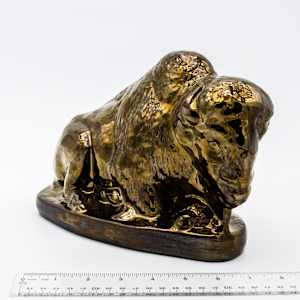 Metallic Bronze Drip Glaze Bison 
