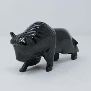 Black Stone Bison Carving 