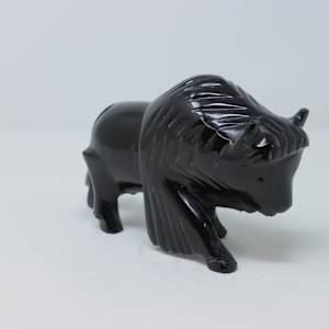 Black Stone Bison Carving 
